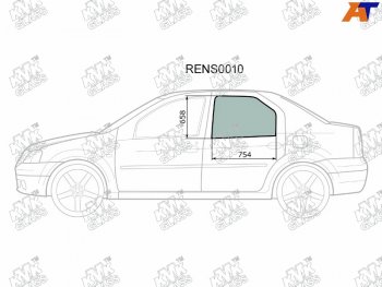 2 199 р. Стекло боковое опускное (Сзади Слева Цвет зеленый) Renault Logan 04-  Sandero 14-  Dacia Logan 0 (RENS0010). Увеличить фотографию 1