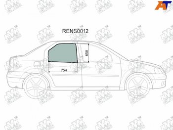 2 199 р. Стекло боковое опускное (Сзади Справа Цвет зеленый) Renault Logan 04-  Sandero 14-  Dacia Logan (RENS0012). Увеличить фотографию 1