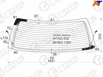 6 899 р. Стекло заднее (Цвет зеленый Обогрев) Toyota Harrier (XU10) 97-03  Lexus RX 97-03 (RX300 RW/H/X). Увеличить фотографию 2