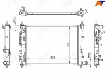 5 349 р. Радиатор охлаждающей жидкости SAT  Hyundai Accent  седан ТагАЗ (2001-2012), Hyundai Solaris  HCR (2017-2022), KIA Rio  X-line (2017-2021). Увеличить фотографию 1