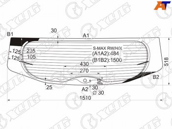 10 399 р. Стекло заднее (Цвет зеленый Обогрев) Ford S-MAX 06-15 (S-MAX RW/H/X). Увеличить фотографию 2