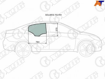 2 499 р. Стекло боковое опускное (Сзади Справа Цвет зеленый) Hyundai Solaris 10-17  Accent 11-17 (SOLARIS RD/RH). Увеличить фотографию 2