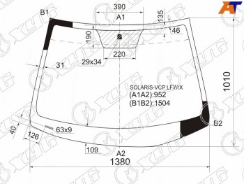 4 999 р. Стекло лобовое Hyundai Solaris 10-17  Kia Rio 11-17  Hyundai Accent 11-17 (SOLARIS-VCP LFW/X). Увеличить фотографию 2