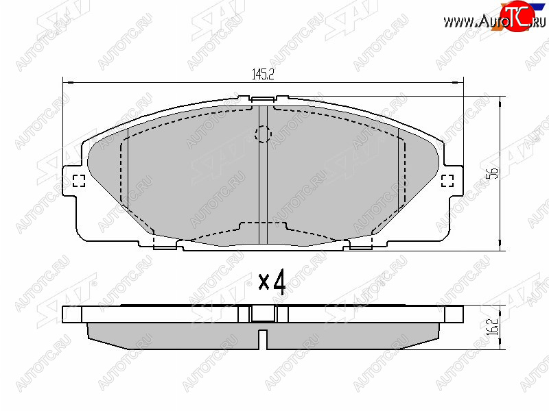 1 329 р. Колодки тормозные перед FL-FR SAT Toyota Hiace H200 минивэн (Япония) дорестайлинг  (2004-2007)