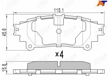 Колодки тормозные задние RH-LH SAT Lexus RX 350 AL10 дорестайлинг (2008-2012)