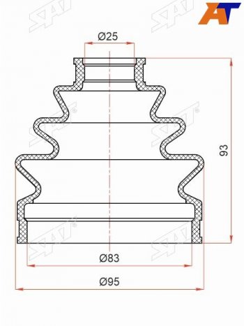 899 р. Пыльник шруса наружный KIA K5 20-TOYOTA VITZ NSP135 (ST-105-0080). Увеличить фотографию 2