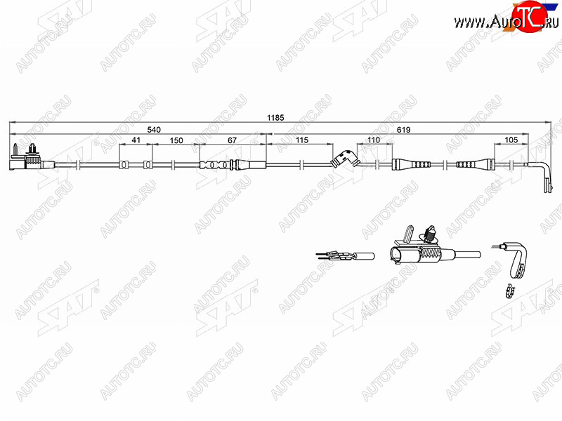 459 р. Датчик износа тормозных колодок перед LAND ROVER DISCOVERY SPORT 11-RANGE ROVER EVOQUE 11-18 (ST-142-0002)