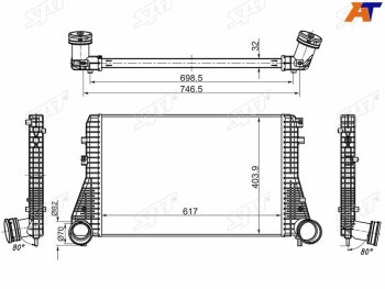 8 599 р. Радиатор интеркулера VW GOLF 03-PASSAT 05-SKODA OCTAVIA 04-YETI 09-AUDI A3 04-13 (ST-1K0145803). Увеличить фотографию 1