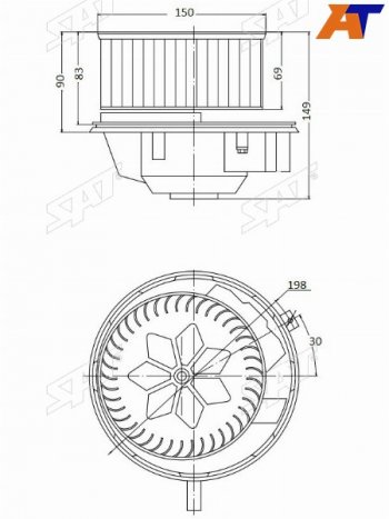 7 299 р. Мотор отопителя салона Audi A3 03-13  Q3 11-19  Skoda Octavia 04-13  Volkswagen Golf 03-19  Jett (ST-1K1820015L). Увеличить фотографию 1