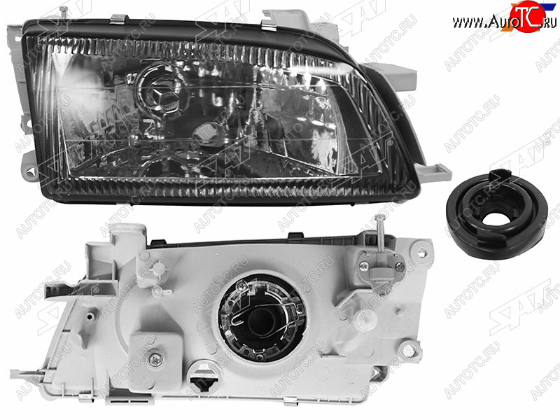 2 459 р. Фара правая (чёрный хрусталь) SAT Toyota Carina E T190 седан дорестайлинг (1992-1996)