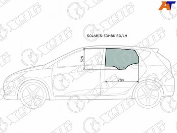 2 379 р. Стекло боковое опускное (Сзади Слева Цвет зеленый) Hyundai Solaris 10-17  Accent 11-17 (SOLARIS-5DHBK RD/LH). Увеличить фотографию 2