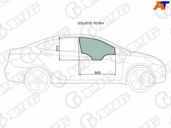 2 099 р. Стекло боковое опускное (Спереди Справа Цвет зеленый) Hyundai Solaris 10-17  Kia Rio 11-17  Hyun (SOLARIS FD/RH). Увеличить фотографию 2