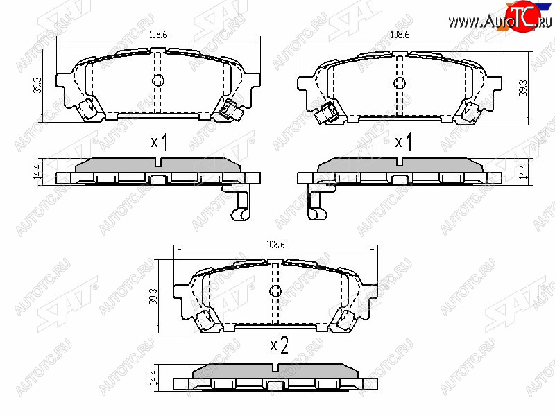 739 р. Колодки тормозные зад RH-LH SAT  Subaru Forester SF - Impreza GT