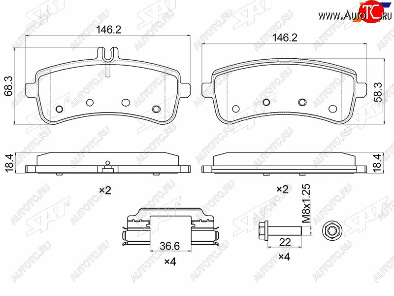 1 599 р. Колодки тормозные задние RH-LH SAT  Mercedes-Benz S class  W222 (2013-2017) седан гибрид дорестайлинг