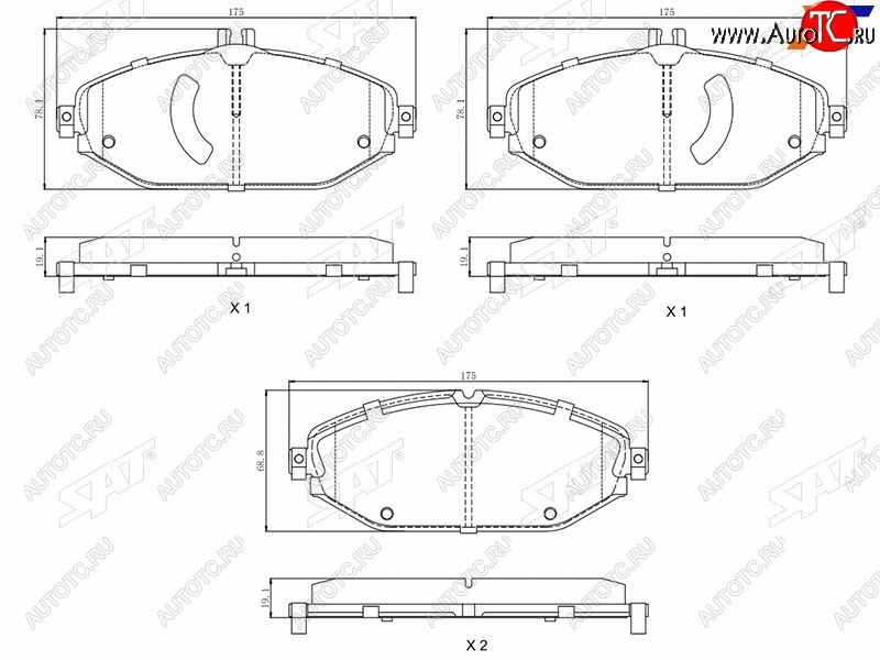 1 859 р. Колодки тормозные перед FL-FR SAT  Mercedes-Benz C-Class  W205 - E-Class  S213