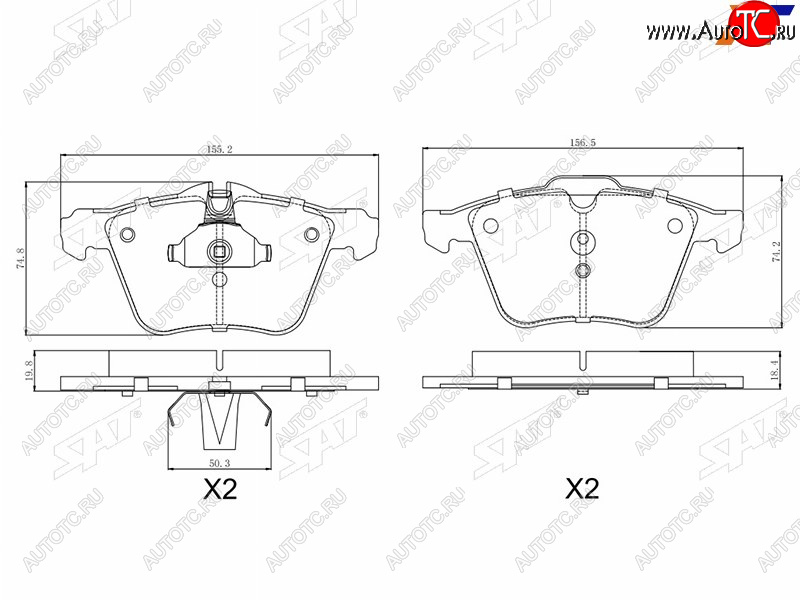 1 259 р. Колодки тормозные передние FL-FR SAT  Jaguar XF  X250 - XJ  X351