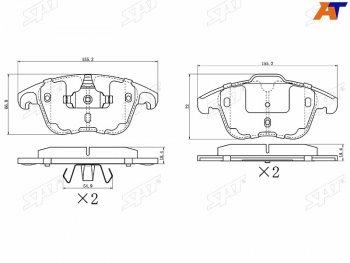 Колодки тормозные передние FL-FR SAT  CITROEN (Ситроен) C4 picasso (С4)  UD (2006-2014), Opel (Опель) Corsa (Корса)  F (2019-2024), Peugeot (Пежо) 3008 (2013-2017)