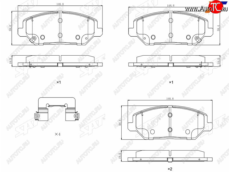 1 999 р. Колодки тормозные передние FR-FL SAT  Hyundai I30 3 PD универсал (2017-2020)