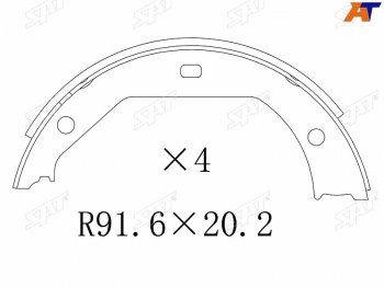 1 189 р. Колодки тормозные барабанные задние RH-LH SAT  BMW 3 серия ( E46,  E90,  F30) (1998-2018) седан дорестайлинг, седан рестайлинг, седан дорестайлинг, седан рестайлинг, седан дорестайлинг, седан рестайлинг. Увеличить фотографию 1