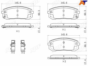 1 389 р. Колодки тормозные передние FR-FL SAT  Hyundai Sonata DN8 (2019-2024). Увеличить фотографию 1