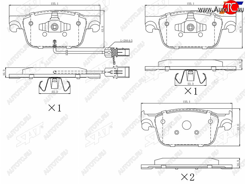 1 399 р. Колодки тормозные перед FL-FR SAT  Audi A4 ( B8,  B9) - S5  8T