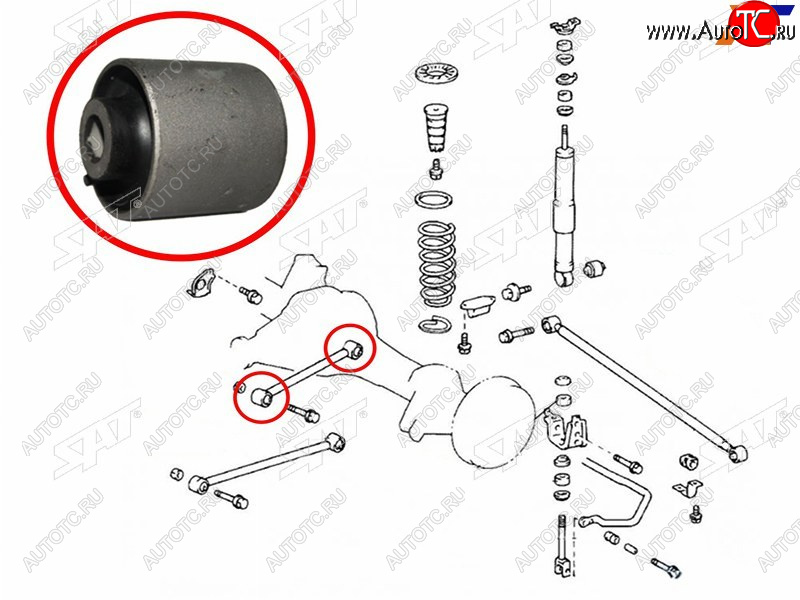 389 р. Сайлентблок FR=RR задней верхней продольной тяги TOYOTA LAND CRUISERLEXUS LX470 98- (ST-48702-60090)