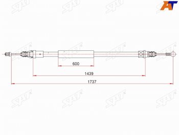 Трос ручного тормоза RH-LH SAT Nissan Interstar X70 рестайлинг (2003-2010)  (длинная база)