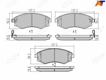 1 149 р. Колодки тормозные передние FR-FL SAT   Hyundai Elantra ( XD,  XD2) (2000-2010), Hyundai Sonata ( Y3,  EF) (1993-2001), Nissan Murano  1 Z50 (2002-2009), SSANGYONG Rexton ( Y200,  Y250,  Y290,  Y400) (2001-2020). Увеличить фотографию 1