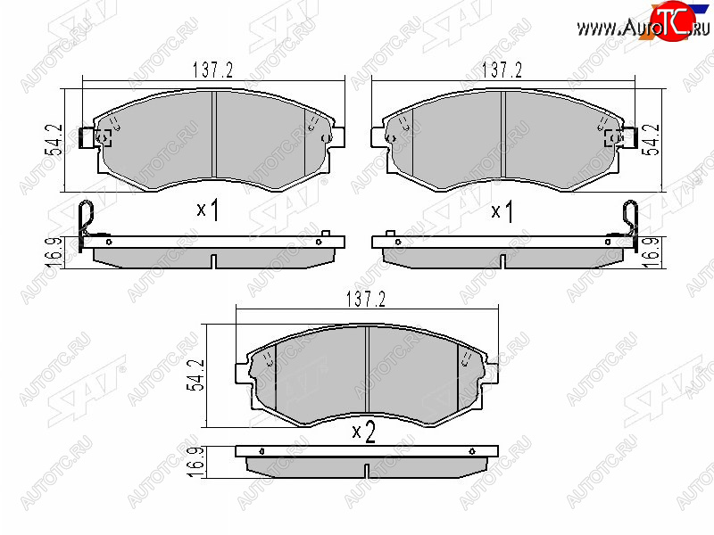 1 179 р. Колодки тормозные передние FR-FL SAT  Hyundai Sonata EF дорестайлинг (1998-2001)