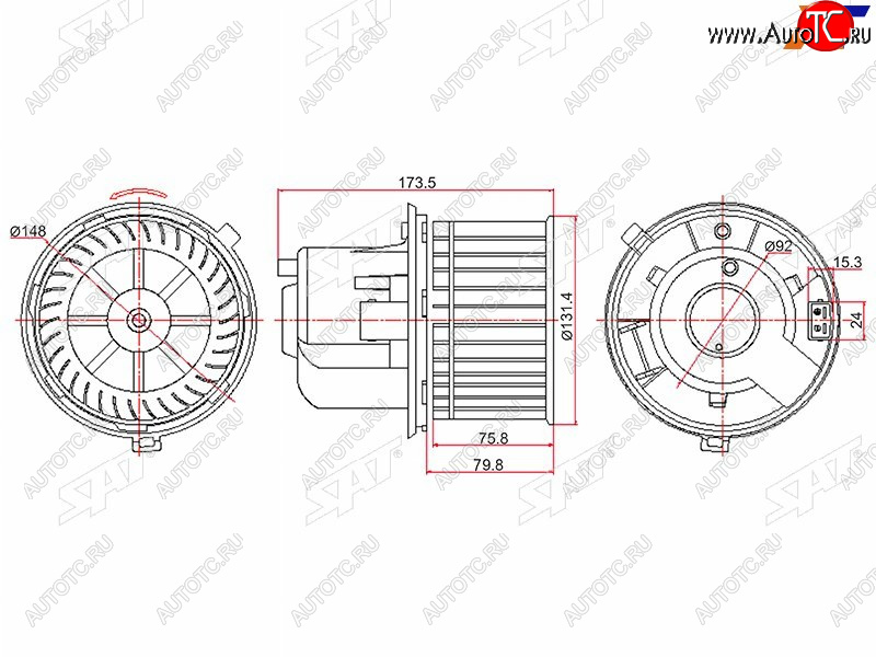 3 189 р. Мотор отопителя салона Ford Transit 06-14 (ST-7188531)