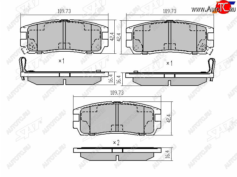 929 р. Колодки тормозные задние LH-RH SAT  Great Wall Hover H3 (2010-2024), Isuzu Trooper (1981-2002), Opel Monterey (1981-2002)
