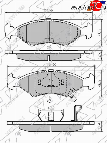 999 р. Колодки тормозные передние FL-FR SAT  Chevrolet Cobalt (2011-2023), KIA Sportage  1 JA (1993-2006), Ravon R4 (2016-2020)