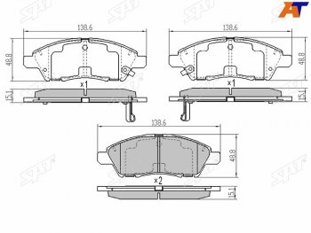 1 049 р. Колодки тормозные перед FR-FL SAT Nissan Cube 3 (2008-2024). Увеличить фотографию 1