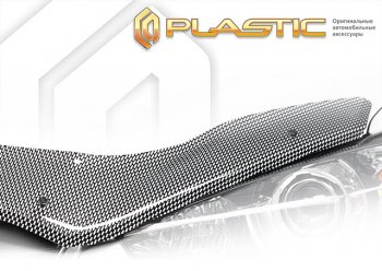 2 889 р. Дефлектор капота CA-Plastic Exclusive  Renault Sandero Stepway  (BS) (2010-2014) (шелкография карбон-серебро). Увеличить фотографию 1