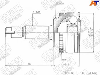 6 099 р. Шрус наружный TOYOTA COROLLARUNXOPARAV4 CA2#SV50ALLIONWISH 4WD 1ZZ 4WD1AZ-FSE3ZZ(euro) 00-05 (TO-54A48). Увеличить фотографию 1