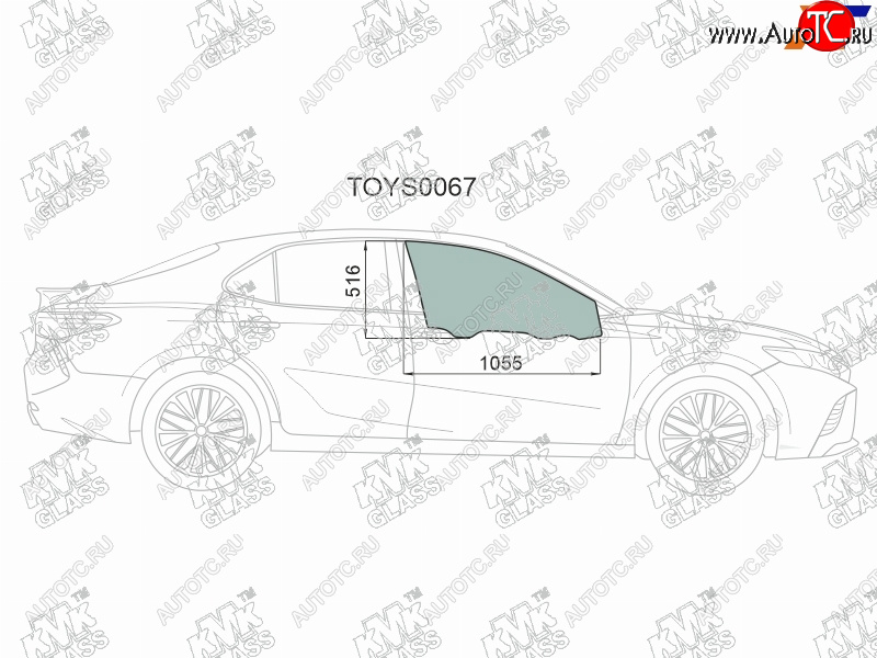 2 799 р. Стекло боковое опускное (Спереди Справа Цвет зеленый) Toyota Camry (XV70) 17-21  Camry UAEUSA 17 (TOYS0067)