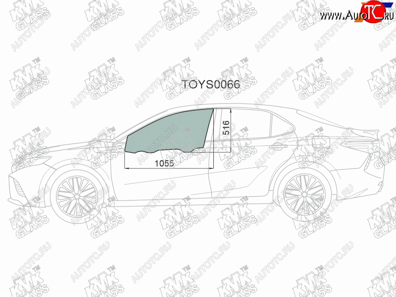 2 799 р. Стекло боковое опускное (Спереди Слева Цвет зеленый) Toyota Camry (XV70) 17-21  Camry UAEUSA 17- (TOYS0066)