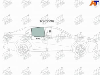 2 179 р. Стекло боковое опускное (Сзади Справа Цвет зеленый) Toyota Camry (XV70) 17-21  Camry UAEUSA 17-2 (TOYS0062). Увеличить фотографию 1