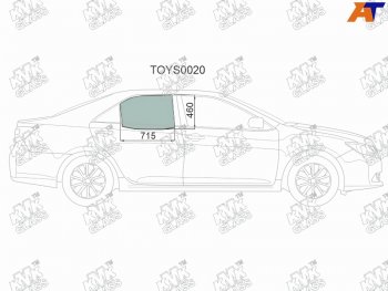 2 299 р. Стекло боковое опускное (Сзади Справа Цвет зеленый) Toyota Camry (XV50) 11-21  Camry UAEUSA 11-1 (TOYS0020). Увеличить фотографию 1