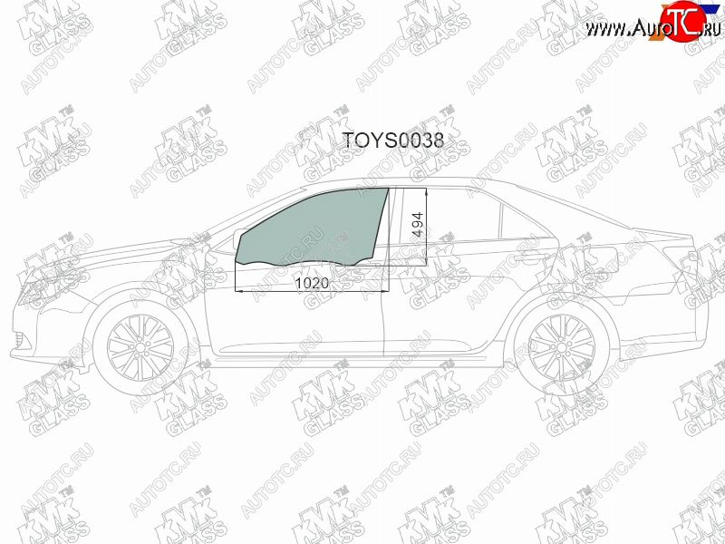 2 299 р. Стекло боковое опускное (Спереди Слева Цвет зеленый) Toyota Camry (XV50) 11-21  Camry UAEUSA 11- (TOYS0038)