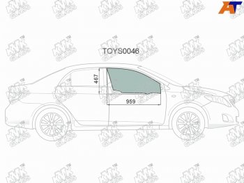 2 049 р. Стекло боковое опускное (Спереди Справа Цвет зеленый) Toyota Corolla (E150) 06-13  Corolla USA (E (TOYS0046). Увеличить фотографию 1