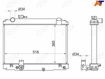 12 849 р. Радиатор SAT  Toyota Town Ace  3 (1996-2008) (применимо для Тoyota Dyna 95-99). Увеличить фотографию 1