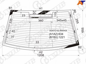 4 849 р. Стекло заднее (Цвет зеленый Обогрев Антенна) Volkswagen Jetta 91-98  Vento 92-95 (VENTO-93 RW/H/X). Увеличить фотографию 1