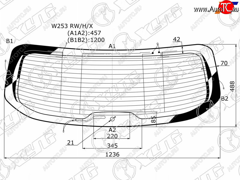 13 649 р. Стекло заднее (Цвет зеленый Обогрев Антенна) Mercedes-Benz GLC 14-19 (W253 RW/H/X)