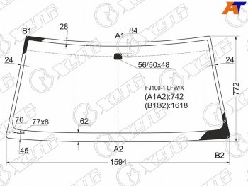 4 949 р. Стекло лобовое Toyota Land Cruiser (J100) 98-07  Lexus LX 98-07  Toyota Land Cruiser Cygnus 98-07 (FJ100-1 LFW/X). Увеличить фотографию 1