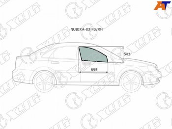 2 099 р. Стекло боковое опускное (Спереди Справа Цвет зеленый) Chevrolet Lacetti 04-13  Daewoo Lacetti 04- (NUBIRA-03 FD/RH). Увеличить фотографию 1