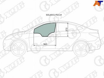 2 099 р. Стекло боковое опускное (Спереди Слева Цвет зеленый) Hyundai Solaris 10-17  Kia Rio 11-17  Hyund (SOLARIS FD/LH). Увеличить фотографию 1