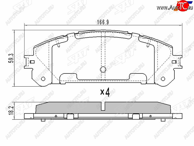 1 399 р. Колодки тормозные перед FL-FR SAT  Lexus RX ( 350,  450H,  450) (2008-2019), Toyota Highlander  XU50 (2013-2020)