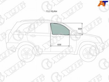 2 299 р. Стекло боковое опускное (Спереди Справа Цвет зеленый) Chery Tiggo T11 05-16  Vortex Tingo 10-14 (T11 FD/RH). Увеличить фотографию 2