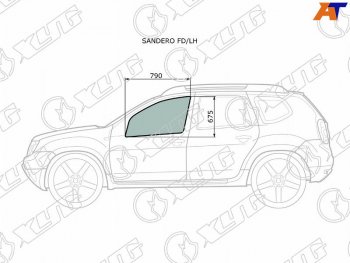 2 099 р. Стекло боковое опускное (Спереди Слева Цвет зеленый) Nissan Terrano 14-22  Renault Duster 10-21  (SANDERO FD/LH). Увеличить фотографию 1